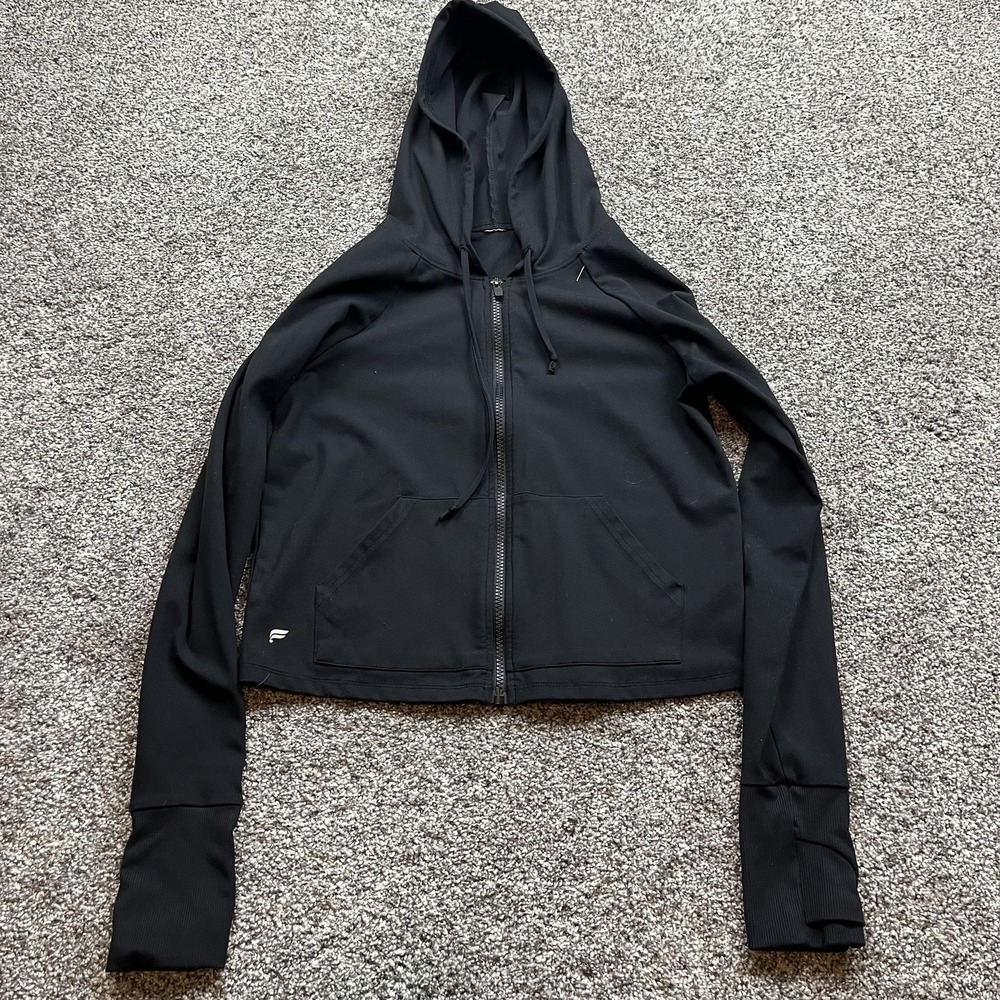 Fabletics Hoodie Womens s GYM workout Black Full Zip Lightweight Athletic Jacket